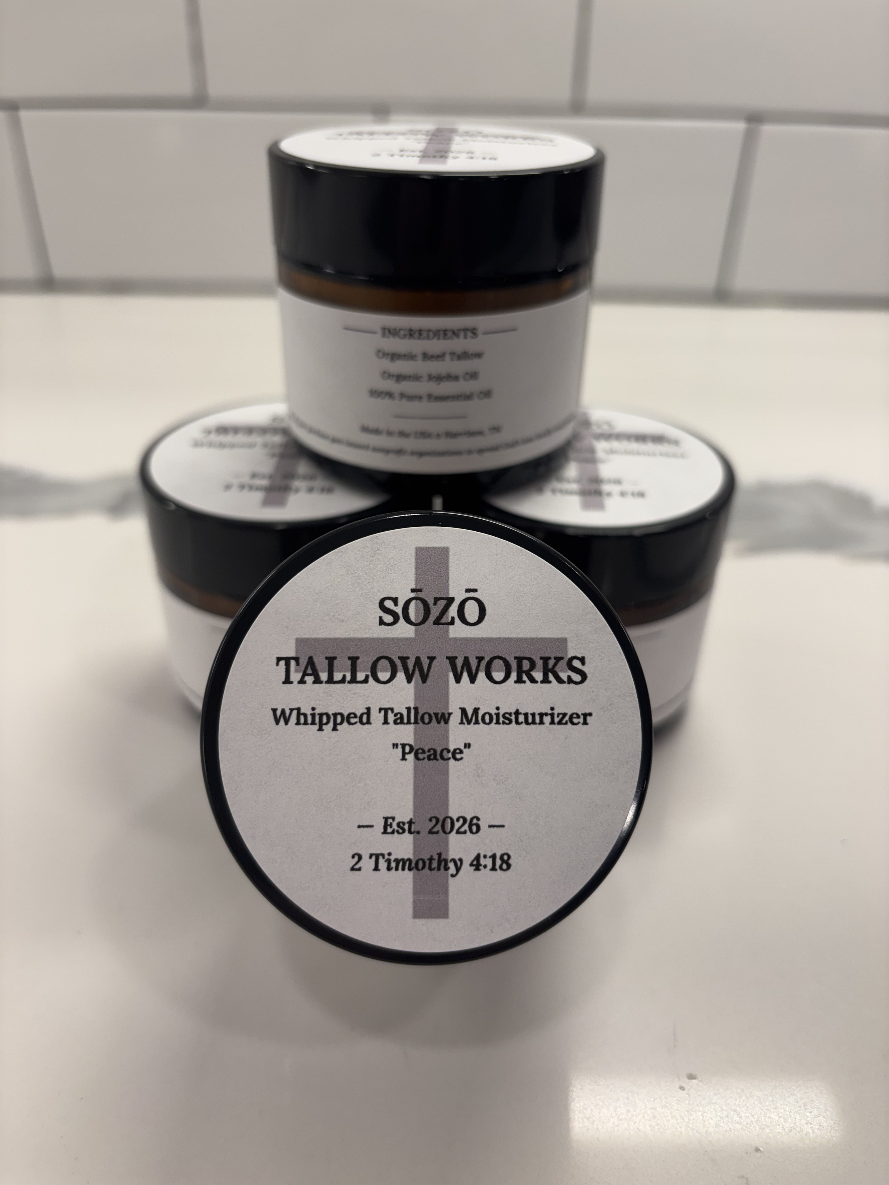 SŌZŌ Tallow Works whipped tallow moisturizer in a glass tin — handcrafted in Harrison, Tennessee
